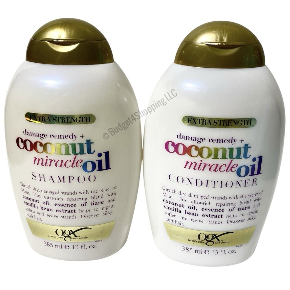 OGX Extra Strength Coconut Miracle Oil Shampoo & Conditioner 13 fl oz Set Repair
